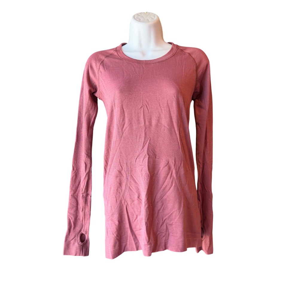 Lululemon Swiftly Tech Long Sleeve Shirt Pink Rose Size 6 Thumbholes